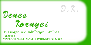 denes kornyei business card